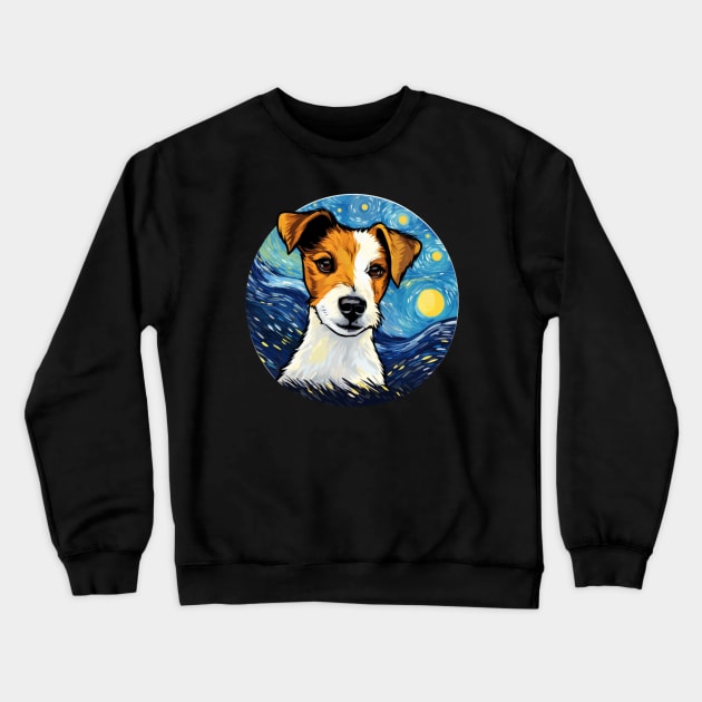 Jack Russell Terrier, van gogh style, starry night, Post-impressionism Crewneck Sweatshirt by Pattyld